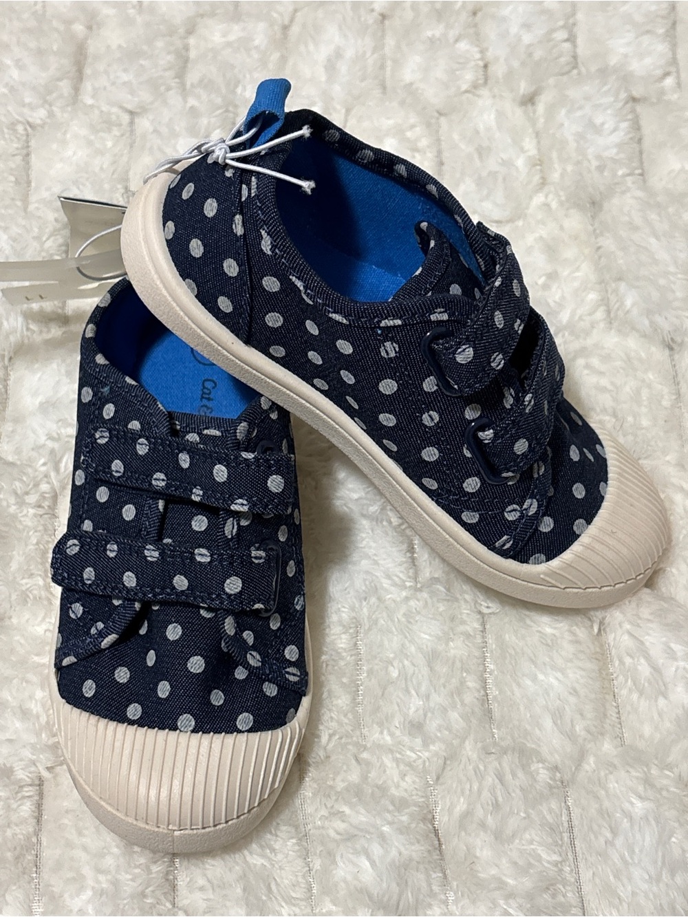 Cat & Jack Navy Polka Dot Kids Sneakers with White Sole